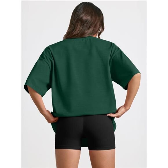 Womens Oversized Summer T Shirts Business Casual Dressy Shorts DarkGreen - Picture 4 of 6